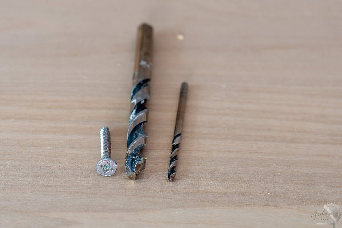 two drill bits to make countersunk holes for countersunk screws