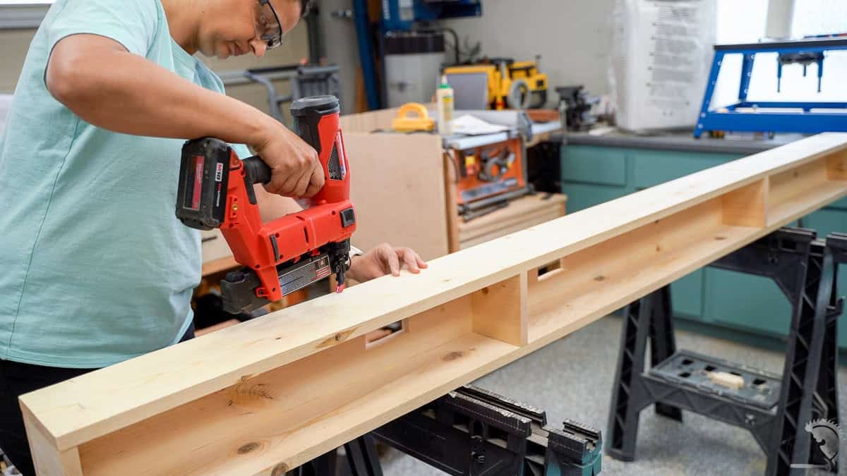 Building the box for the diy sofa table with charging