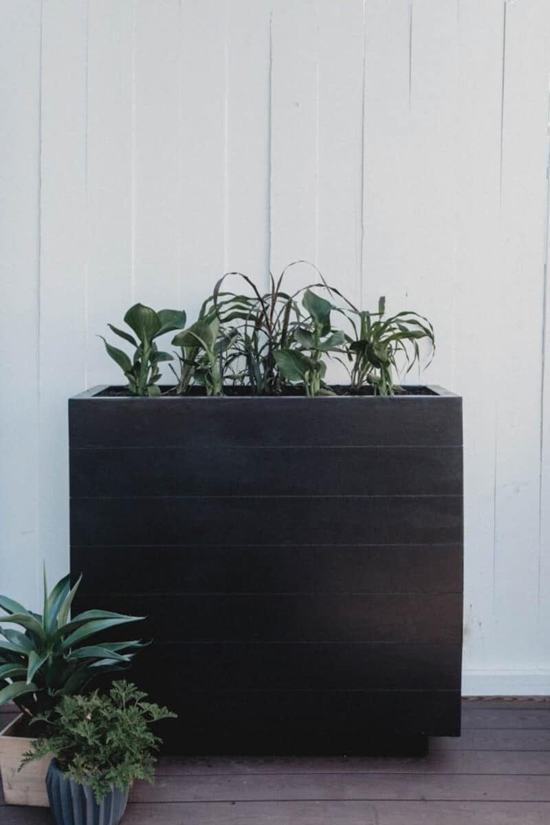 Large modern planter painted black