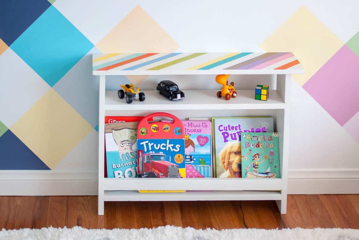 Kids bedside table with bookcase