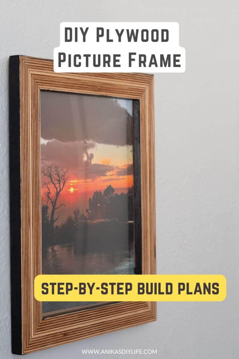 plywood picture frame on wall with text overlay