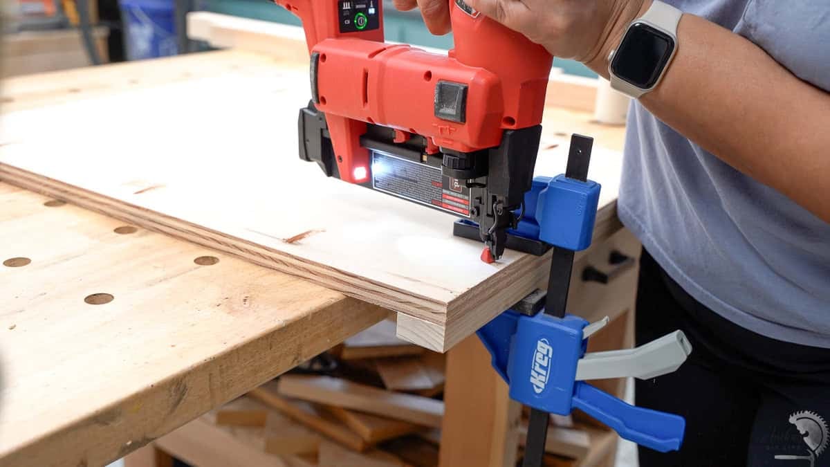 Attaching the trim using finish nails